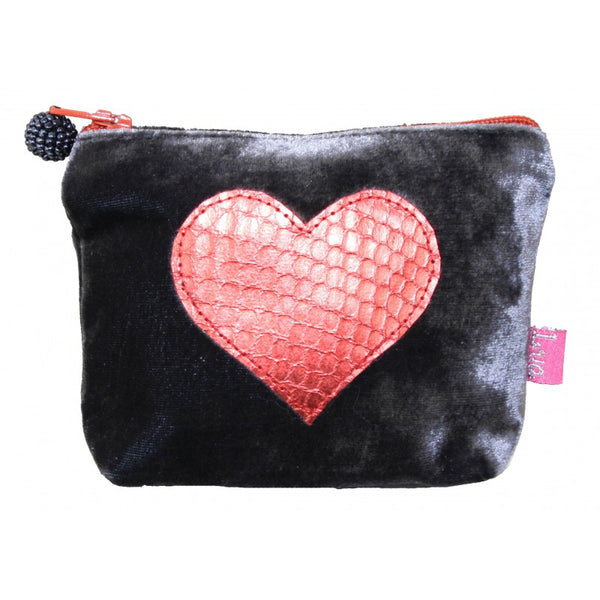 Coin Purse Velvet Snakeskin - Heart
